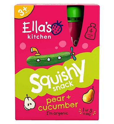 Ella's Kitchen Organic Pear and Cucumber Kids Smoothie Snack Pouch 3+ Years 4x100g