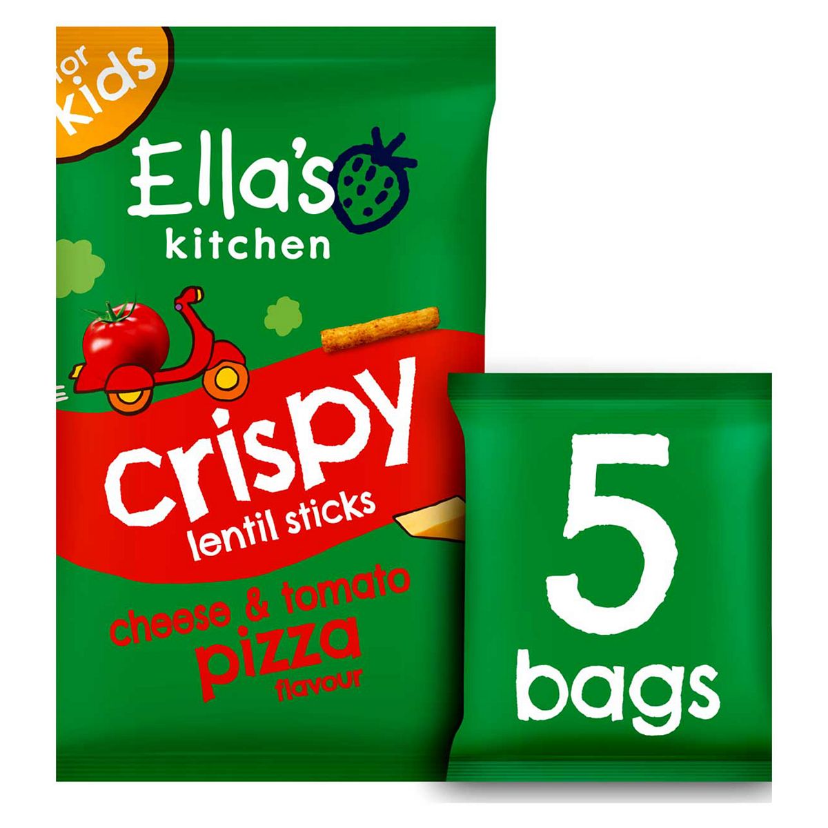 Ella's Kitchen Organic Cheese And Tomato Pizza Lentil Sticks Multipack Kids Snack 3+ Years 5X10g