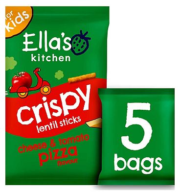 Ella's Kitchen Organic Cheese and Tomato Pizza Lentil Sticks Multipack Kids Snack 3+ Years 5x10g