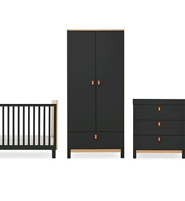 CuddleCo Rafi 3 Piece Nursery Furniture Set - Oak and Black