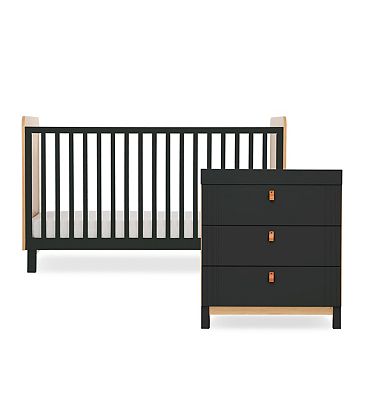 CuddleCo Rafi 2 Piece Nursery Furniture Set - Oak and Black