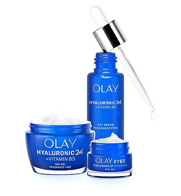 Olay Ultimate Thirst Trap with Hyaluronic Acid + Vitamin B5 Day Moisturiser, Serum, and Eye Cream Bu