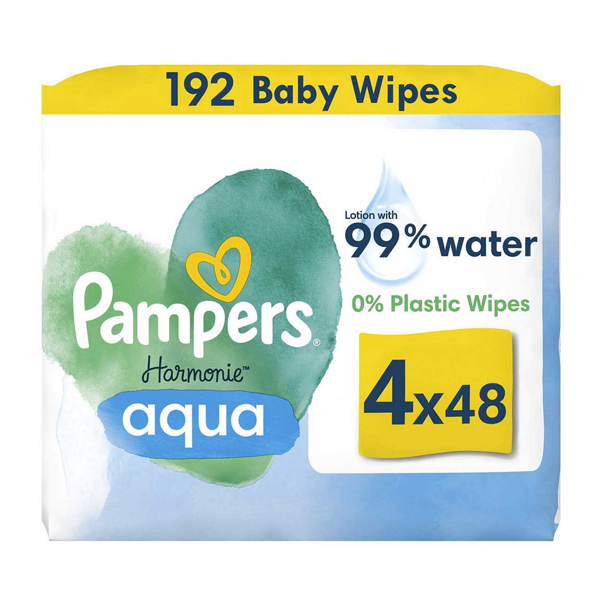Pampers Harmonie Aqua Baby Wipes Plastic Free 4 Packs 192