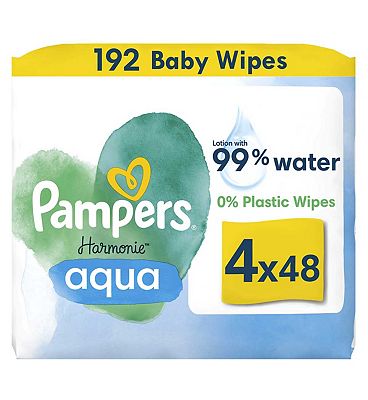 Harmonie Aqua Baby Wipes Plastic Free 4 Packs = 192 Wipes