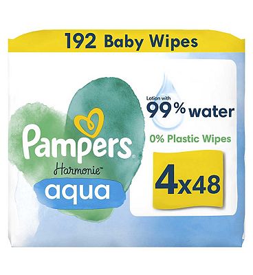 Harmonie Aqua Baby Wipes Plastic Free 4 Packs = 192 Wipes