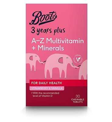 Boots 3 years plus A-Z Multivitamin + Minerals - 30 Chewable Tablets