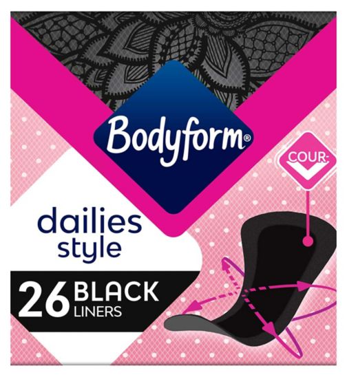 Bodyform Dailies Black Normal Panty Liners 26 pack