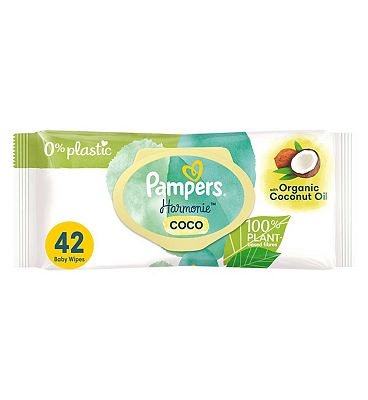 Harmonie Coco Baby Wipes Plastic Free 1 Pack = 42 Baby Wet Wipes