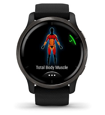 Garmin Venu 2 Smartwatch - Slate Stainless Steel Bezel with Black Case And Silicone Band