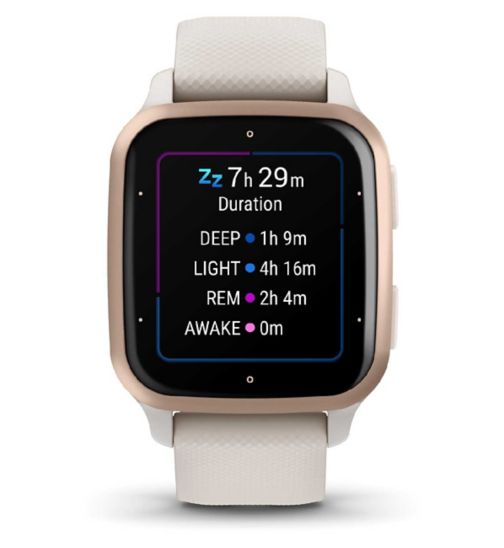 Garmin Venu® Sq 2 Music Smartwatch - Peach Gold Aluminium Bezel With Ivory Case and Silicone Band​