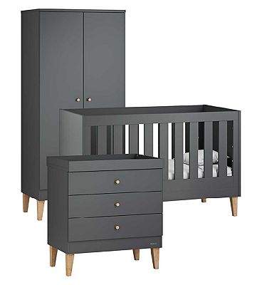 Image of Venicci Saluzzo 3pc - Cot Bed, Chest, Wardrobe Graphite