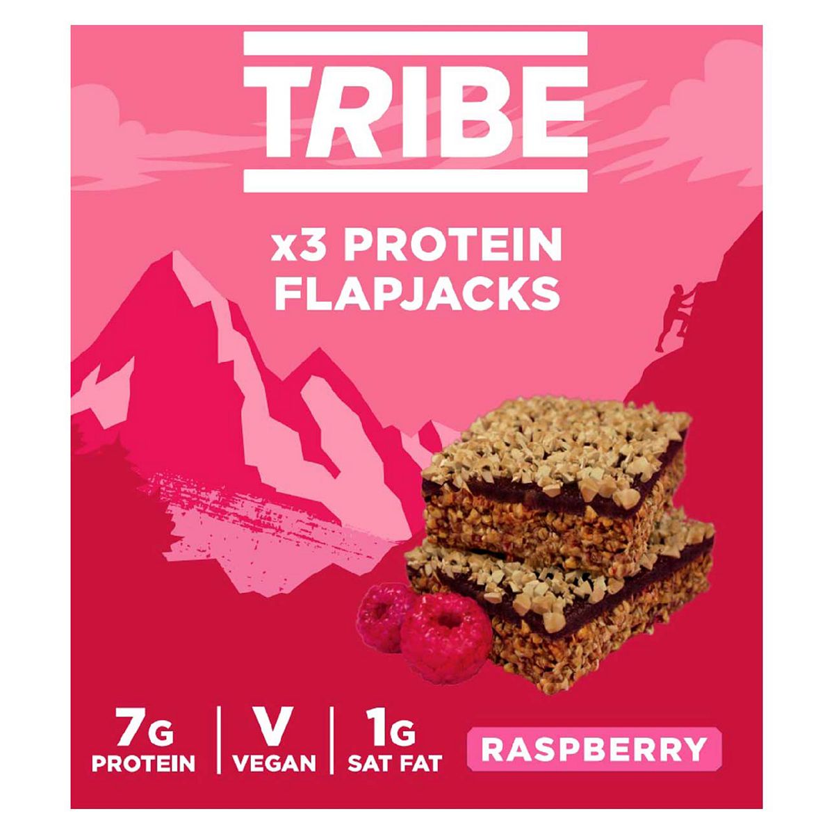 Tribe Plant Protein Flapjack Raspberry - 3 X 38G