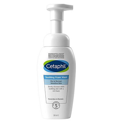 Cetaphil Soothing Foam Wash with Glycerin, Face Wash for Dry to Normal Sensitive Skin 200ml