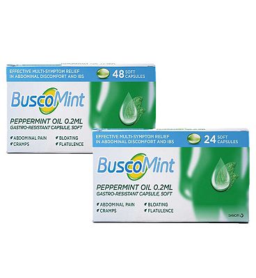 Buscomint Peppermint Oil 0.2ml Gastro-Resistant Capsule soft - 24 Capsules + 48 Capsules Bundle