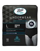 Boots Staydry Underwear Black - Engineered for Men - Large - 10 pairs