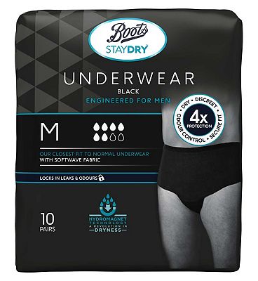 Boots Staydry Underwear Black - Engineered for Men - Medium - 10 pairs