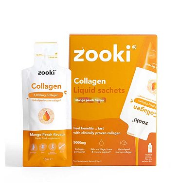 Click to view product details and reviews for Zooki Marine Collagen 5 000mg Mango Peach Flavour 14x15ml Liquid Sachets.