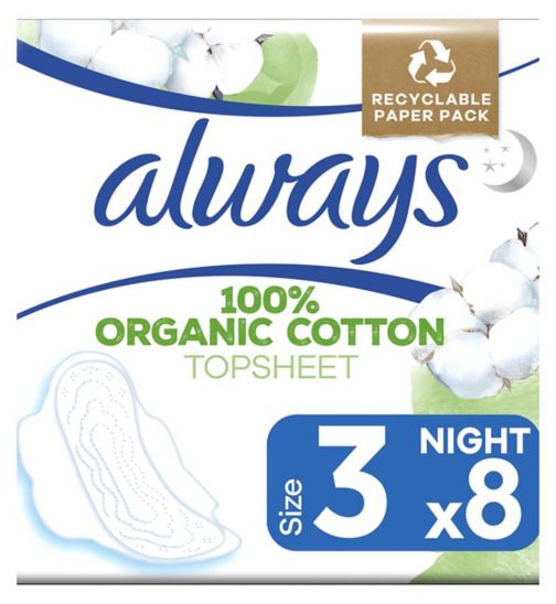 Always Cotton Protection Ultra Night Sanitary Towels With Wings 8 Pads