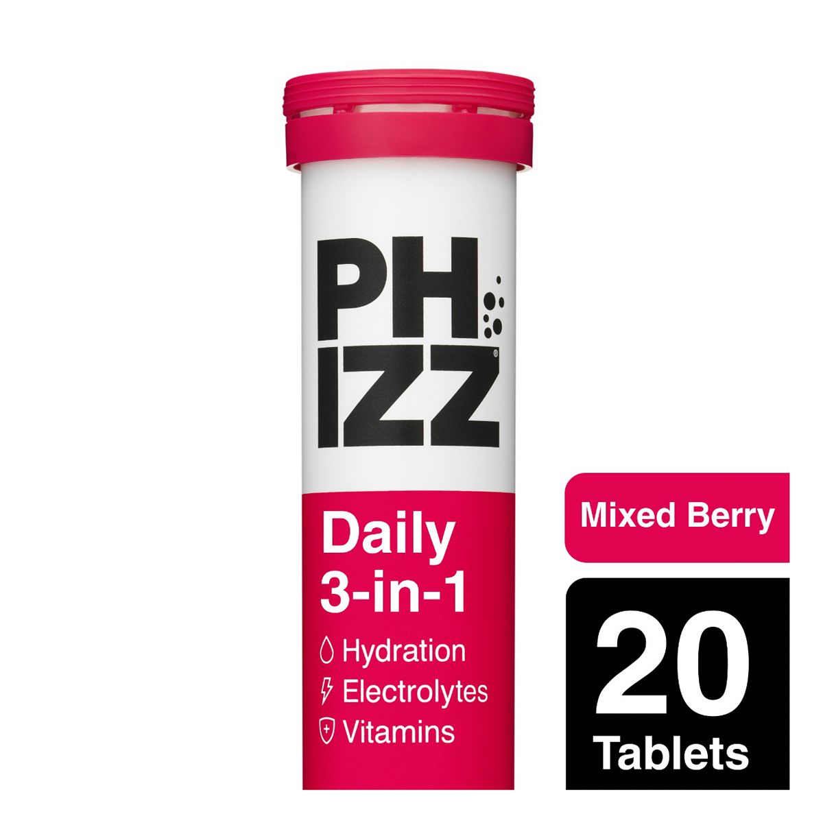 Phizz Daily Mixed Berry 3-In-1 Hydration, Electrolytes And Vitamins Effervescent (20 Tablets)
