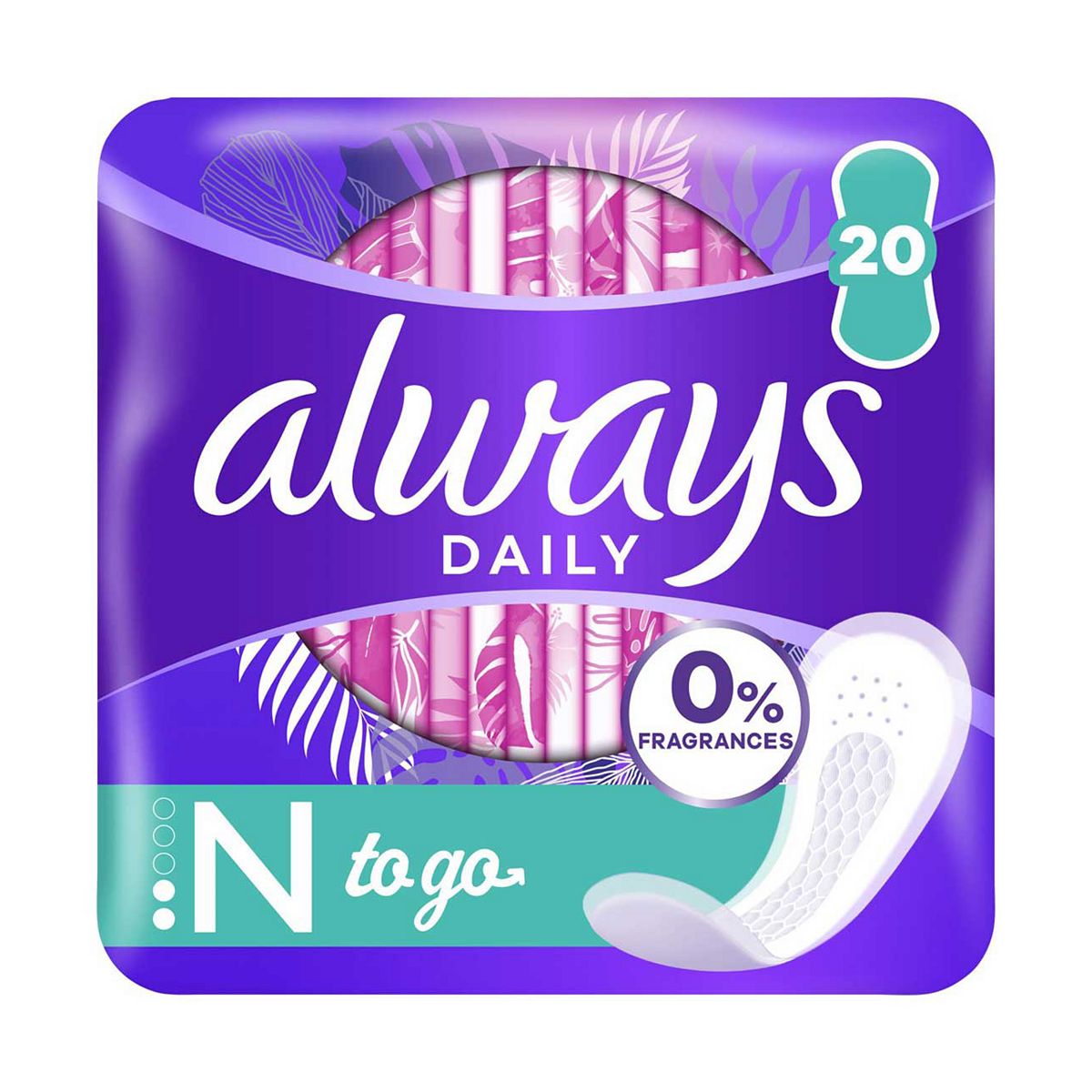 Always Daily Fresh Normal Wrapped Panty Liners 0% Fragrances & Dyes 20