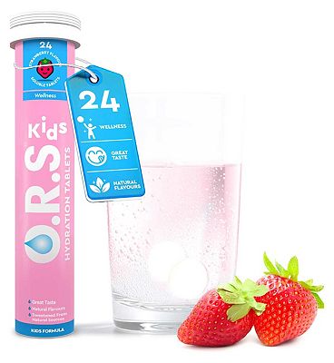 O.R.S Hydration For Kids, Natural Strawberry Electrolyte Tablets For Everyday Hydration And Wellness