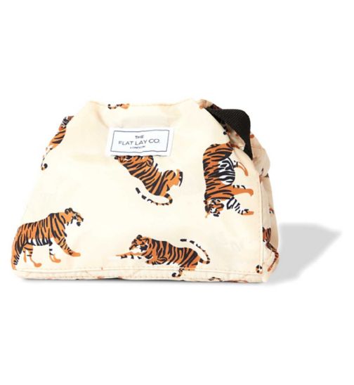 The Flat Lay Co. Neutral Tigers Full Size Flat Lay Makeup Bag