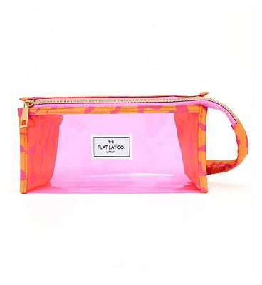 The Flat Lay Co. Perspex Box Bag in Pink Dribbles on Orange