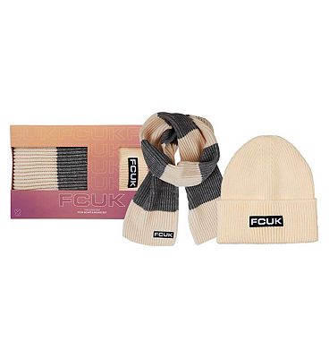 FCUK The Cosy One Scarf & Beanie Set