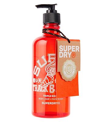 superdry retro triple wash for body, hair & face 490ml