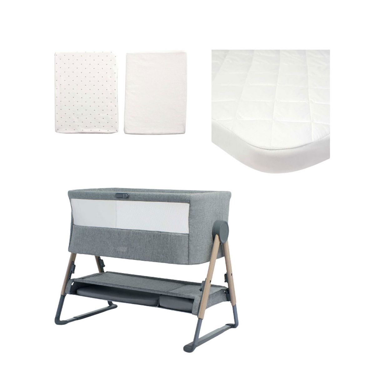 Mamas & Papas Lua Bedside Crib Bundle Beige