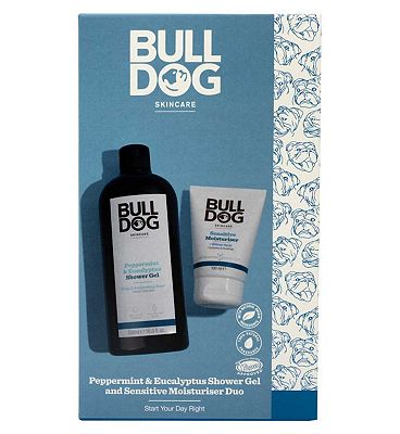 Bulldog Skincare   Men's Gift Set   Peppermint & Eucalyptus Shower Gel and Sensitive Moisturiser Duo