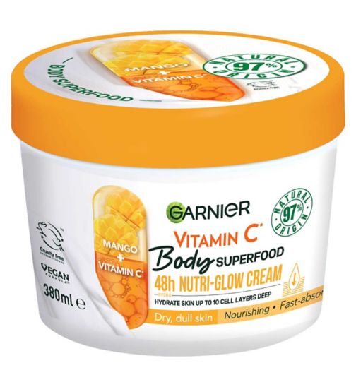 Garnier Body Superfood, Nutri Glow Body Cream Vitamin C & Mango 380ml