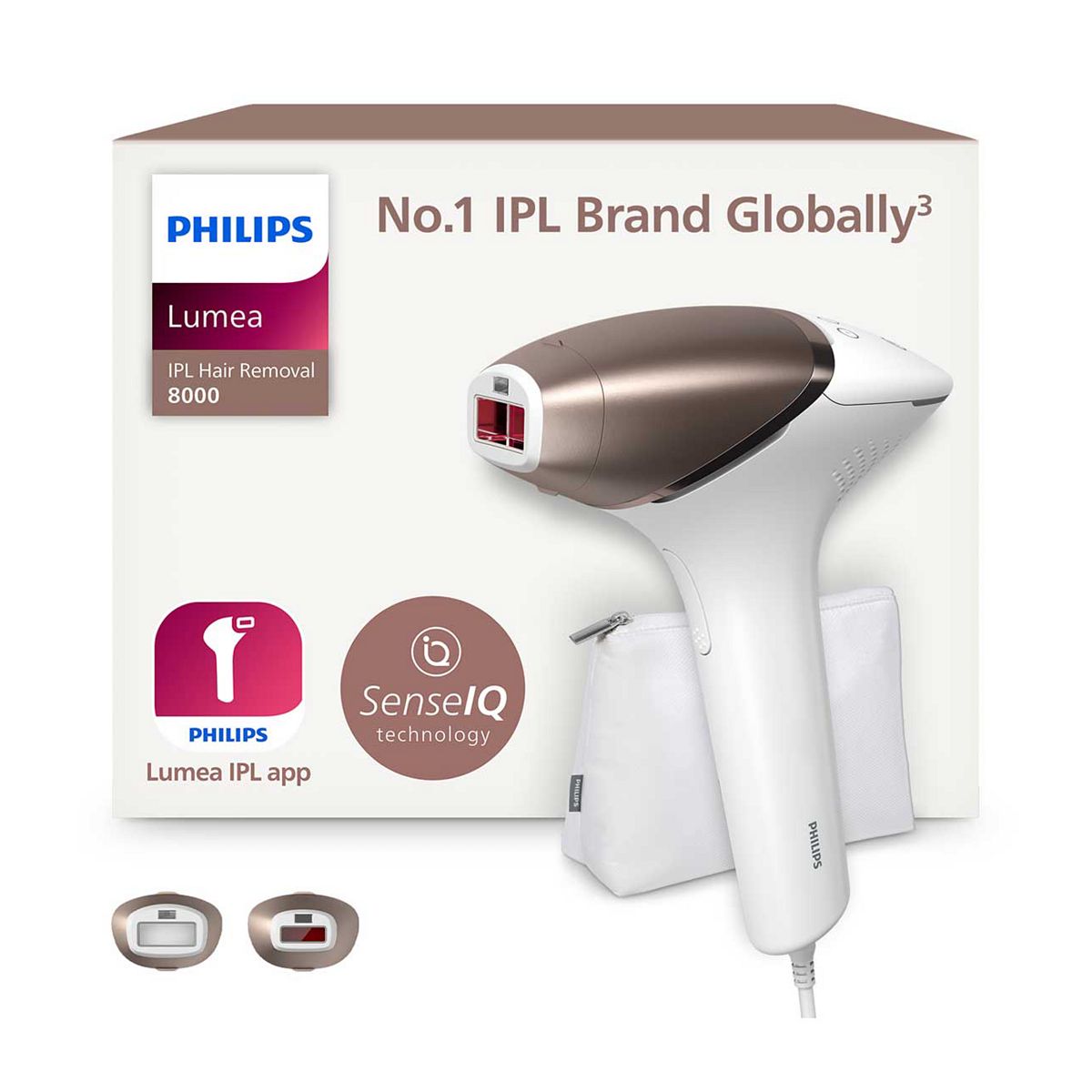 Philips Lumea 8000 Series, Ipl Hair Removal Device, Senseiq Technology, 2 Attachments For Body And Face, Bri945/00