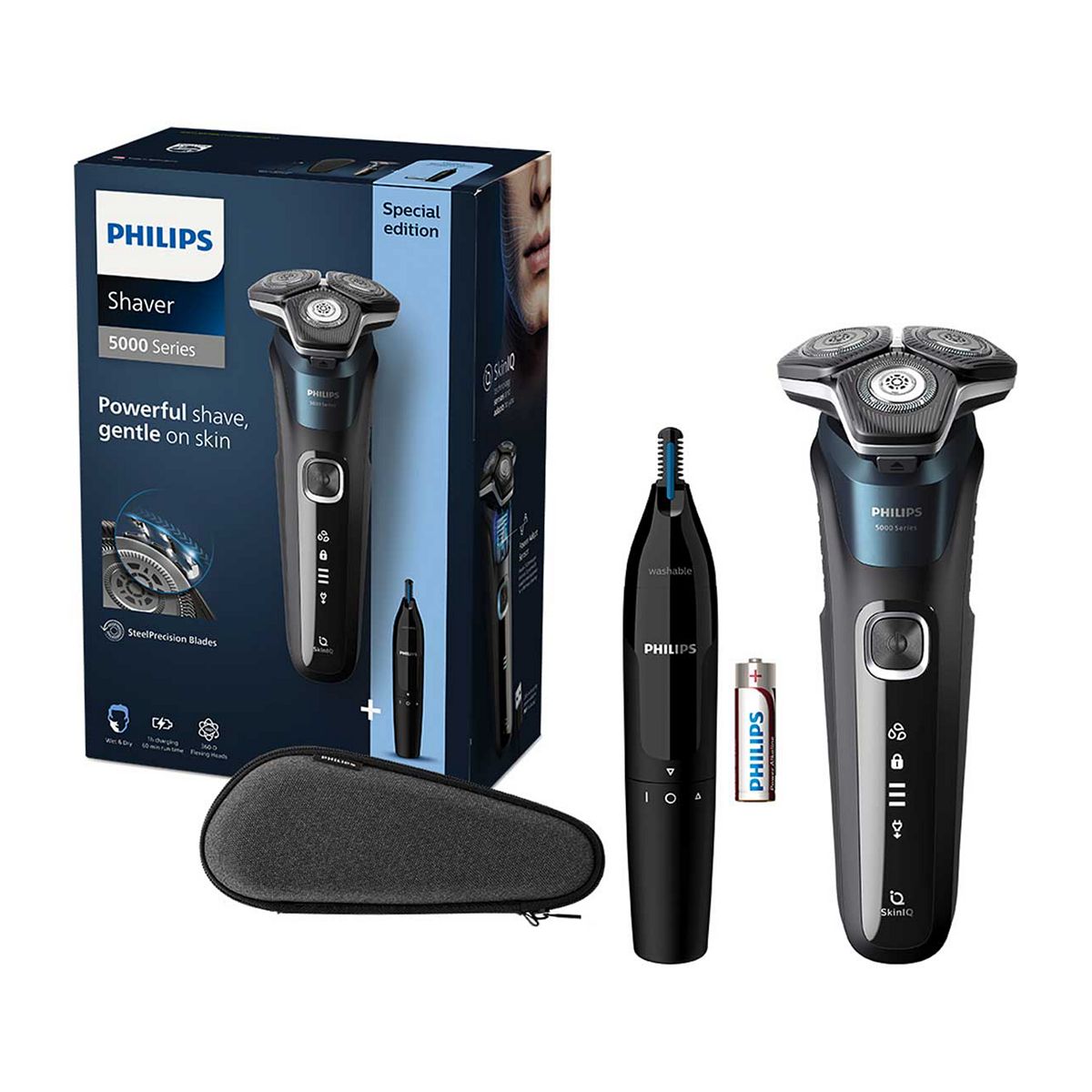 Philips Wet & Dry Electric Shaver Series 5000 With Pop-Up Trimmer, Travel Case, Nose Trimmer And Full Led Display – S5889/11