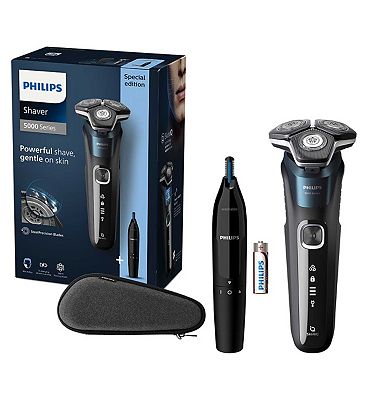 Philips Wet & Dry Electric Shaver Series 5000 with Pop-up Trimmer, Travel Case, Nose Trimmer and Ful