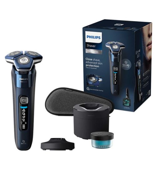 Philips Wet & Dry Electric Shaver Series 7000 with Pop-up Trimmer, Case, Charging Stand, Clean Pod, LED Display – S7885/55