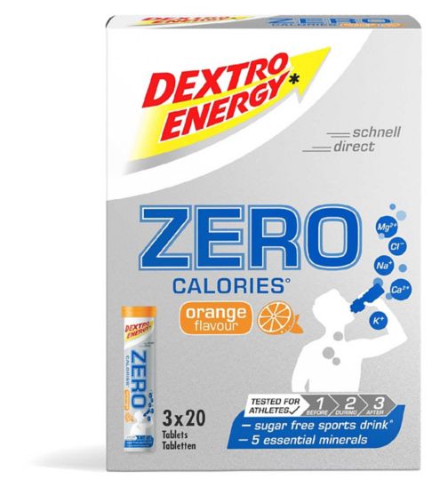 Dextro Energy Zero Calories Tablets Orange - 3 x 20 Tablets