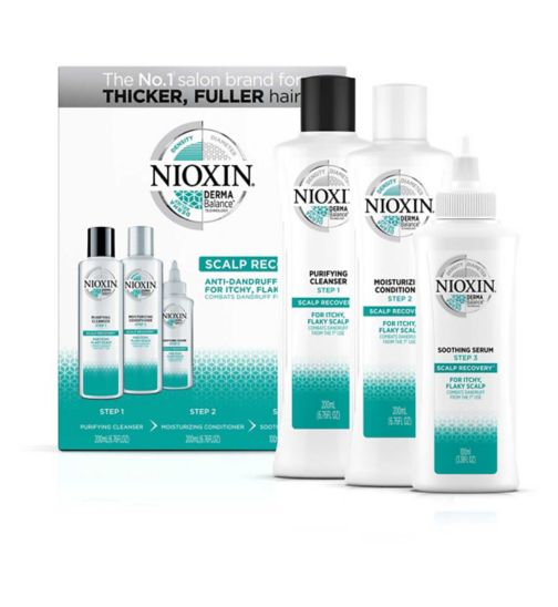 NIOXIN 3-Part Scalp Recovery Anti-Dandruff System Kit for Itchy Flaky Dry Scalp