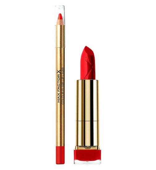 Max Factor Colour Elixir Ruby Red Lipstick and Lip Liner Bundle 