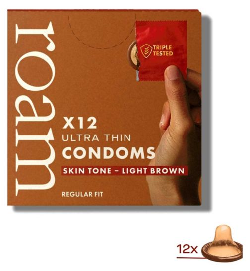Roam Skin Tone Condoms Light Brown - 12 Pack