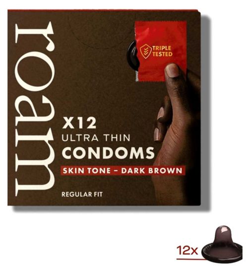 Roam Skin Tone Condoms Dark Brown - 12 Pack