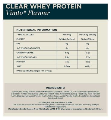 Myprotein Clear Whey Protein, Vimto®, 10 Serve, 261g (3)