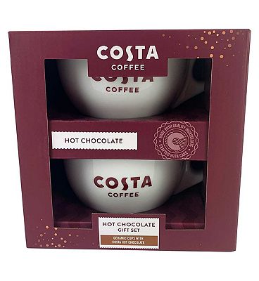 Costa Coffee Ceramic Cups With Costa Hot Chocolate Drink Mix