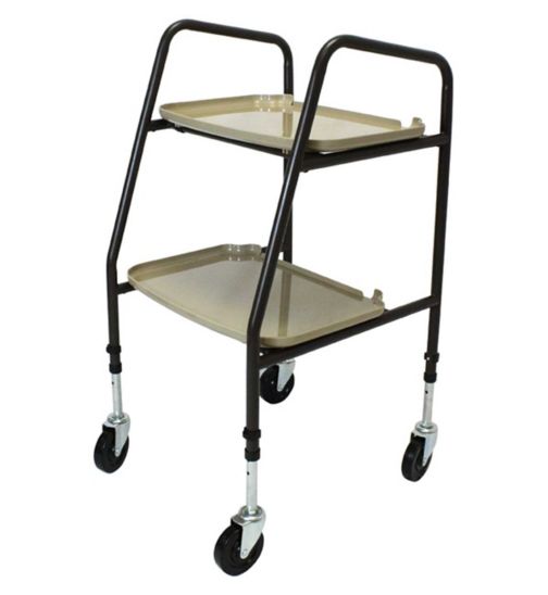 NRS Healthcare Home Helper Wheeled Trolley with Removeable Trays Flat Packed Brown