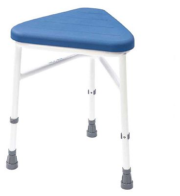 NRS Healthcare Padded Corner Shower Stool Blue White Boots