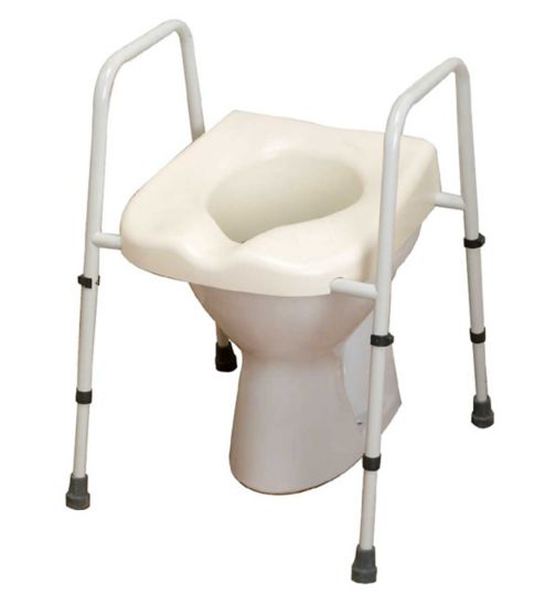 NRS Healthcare Mowbray Toilet Frame with Sloped Seat and Support Handles Extra Wide White