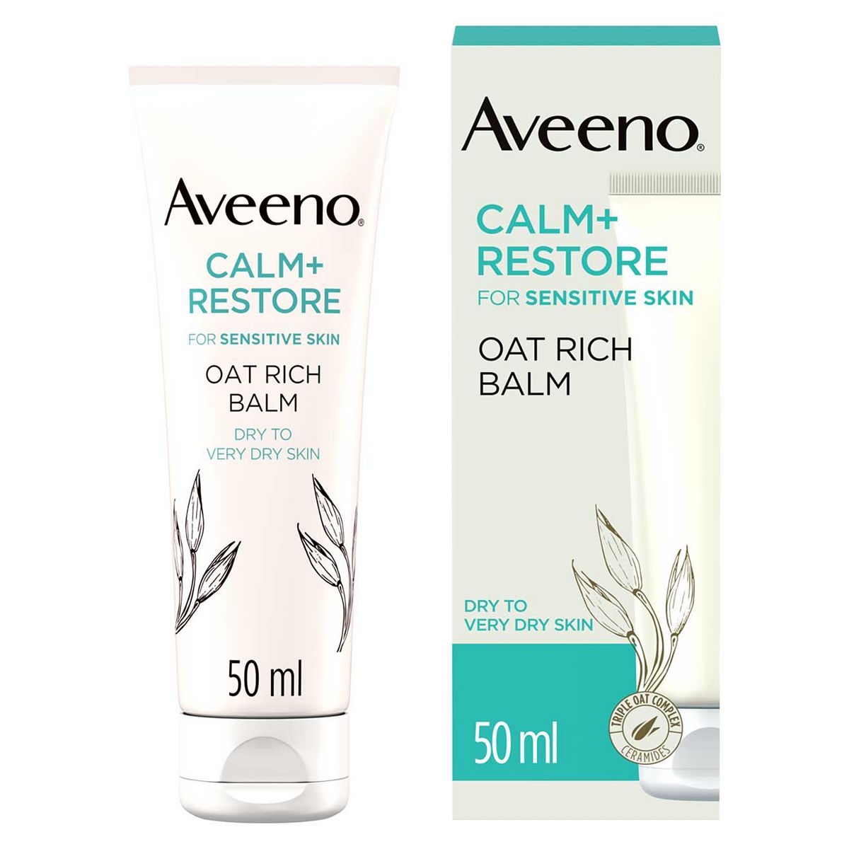 Aveeno Face Calm+Restore® Ultra Rich Oat Moisturising Balm For Very Dry & Irritated Skin 50ml