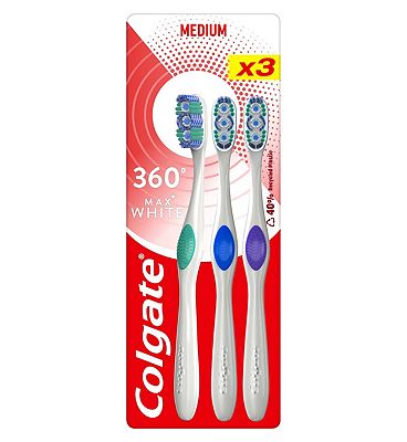 Colgate 360 Max White Medium Manual Toothbrush - 3 Pack