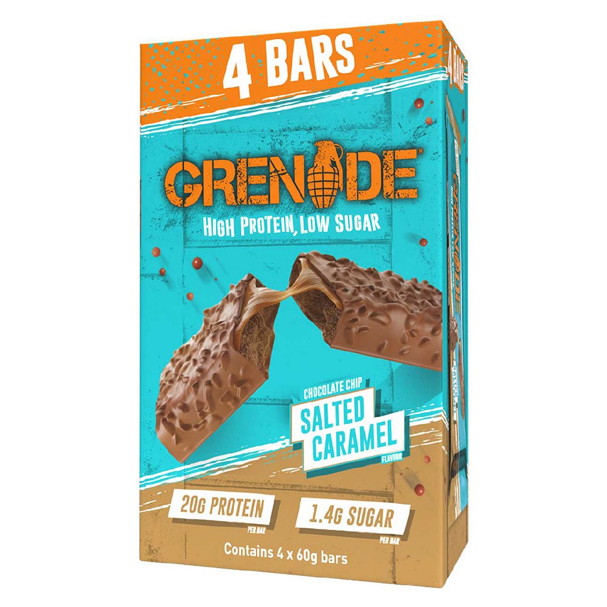 Grenade Chocolate Chip Salted Caramel Protein Bars - 4 X 60G