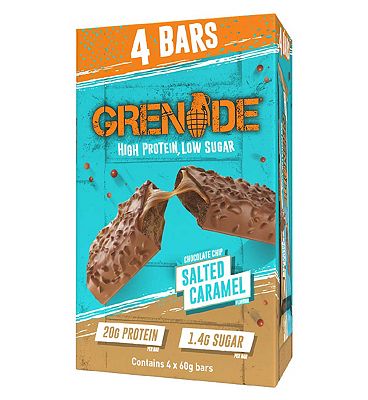 Grenade Chocolate Chip Salted Caramel Protein Bars - 4 x 60g